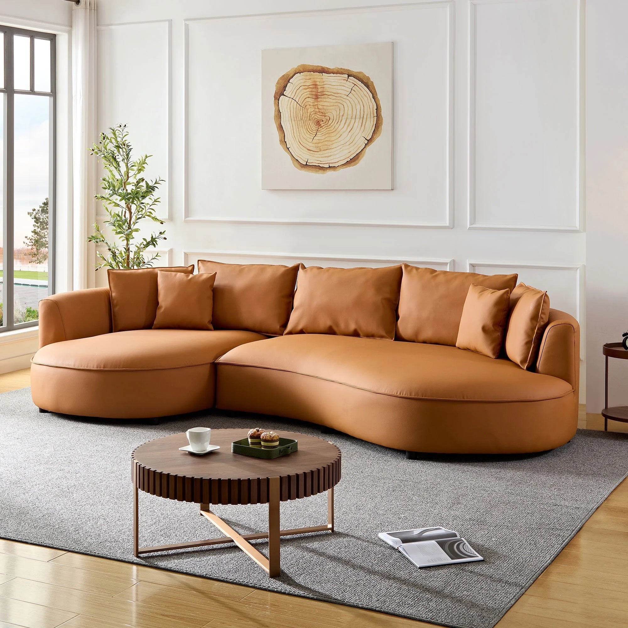 5-Seat Modern Sectional Curved Sofa Couch for Living Room Apartment Office,Orange