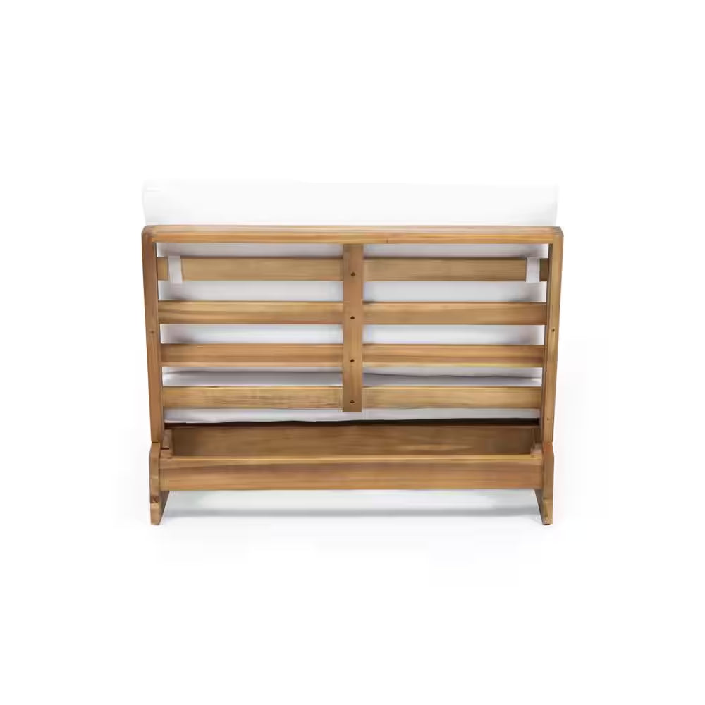 Figi Teak Wood Outdoor Patio Lounge Chair with White Cushion
