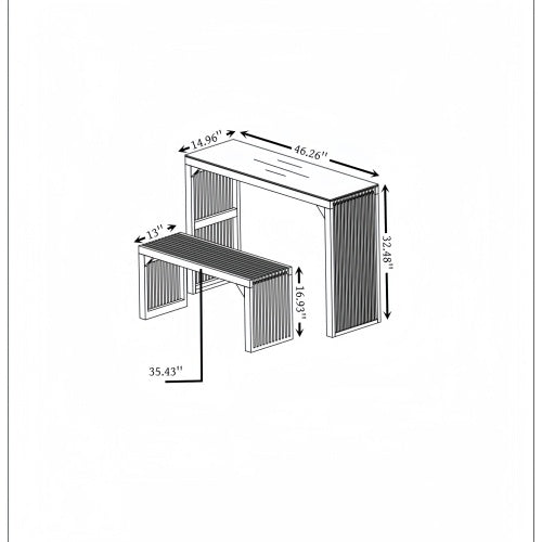 Pine Wood Dining Bench & Table Set — Natural Finish with Tempered Glass Top