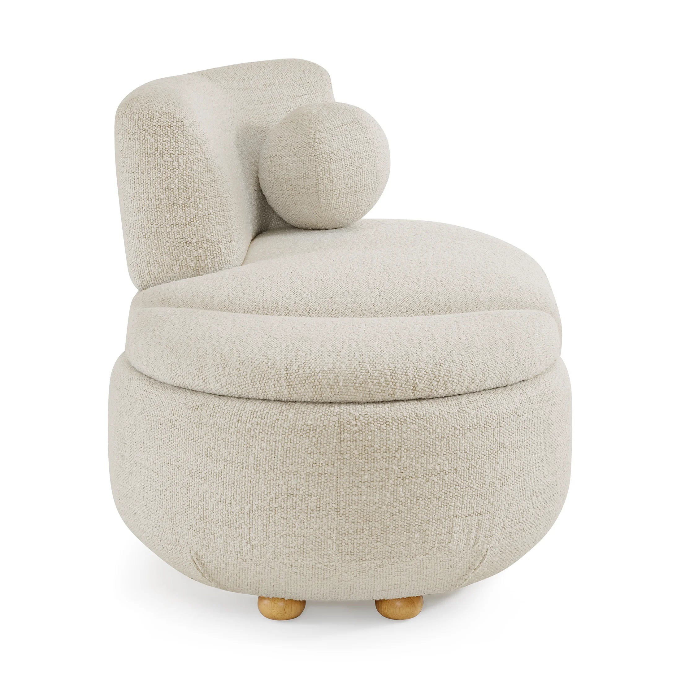 Juliet Modern Boucle Chaise & Storage Ottoman, Pearl