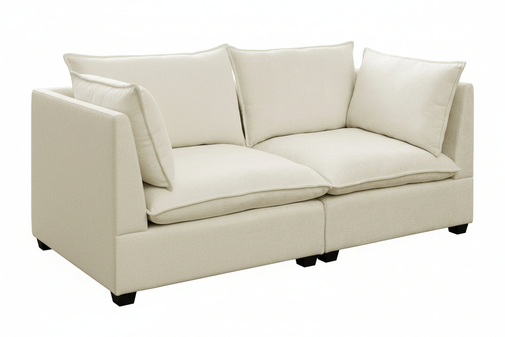 Chenille Sofa Set – Loveseat | Beige-White Luxury Comfort
