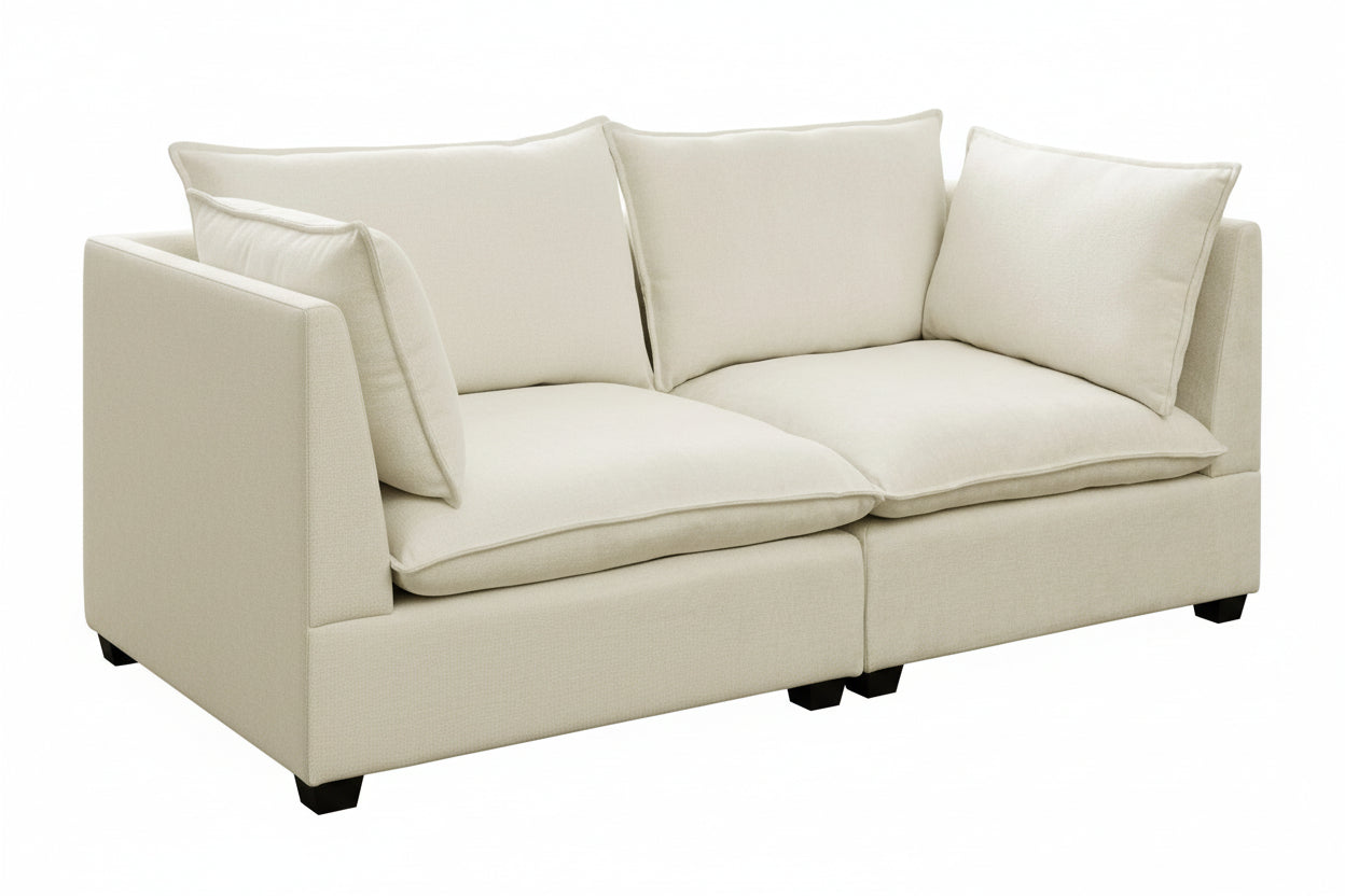 Chenille Sofa Set – Loveseat | Beige-White Luxury Comfort