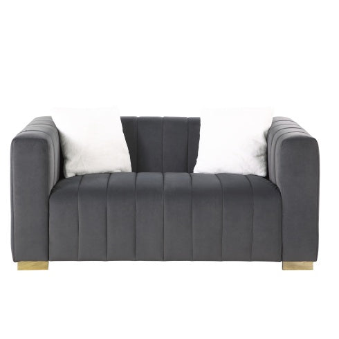 Modern Channel Chesterfield-Style Loveseat – Grey Velvet | Seraph & Stone