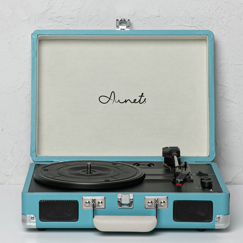 Gramophone Record Retro Phonograph Bluetooth Audio Portable Suitcase Leather Case