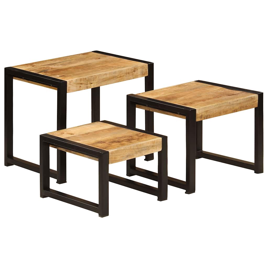 Nesting Tables 3 Pieces Solid Mango Wood