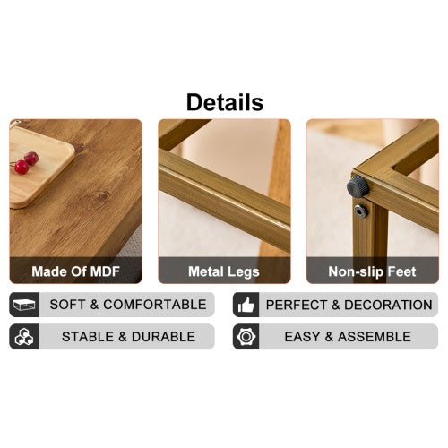 Modern Rectangular Coffee / Dining Table — MDF Top & Metal Legs