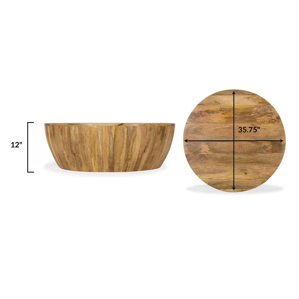 Goa 36 In. Natural round Wood Top Coffee Table