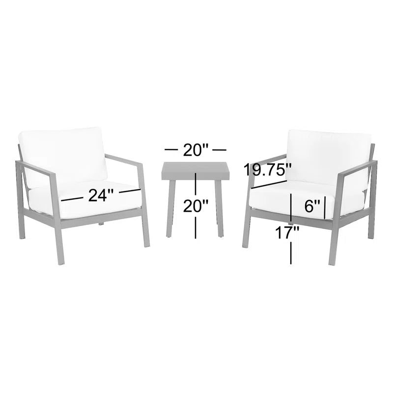 Armando 2 - Person Outdoor Seating Group with Sunbrella Cushions