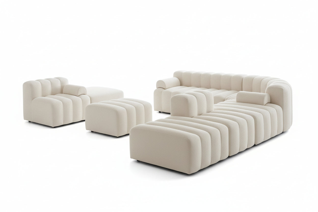 Lamb Velvet Curved Modular Sofa