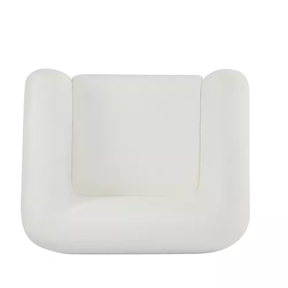 Irlas Modern Upholstered Boucle Club Chair, Birch Wood, White plus Walnut