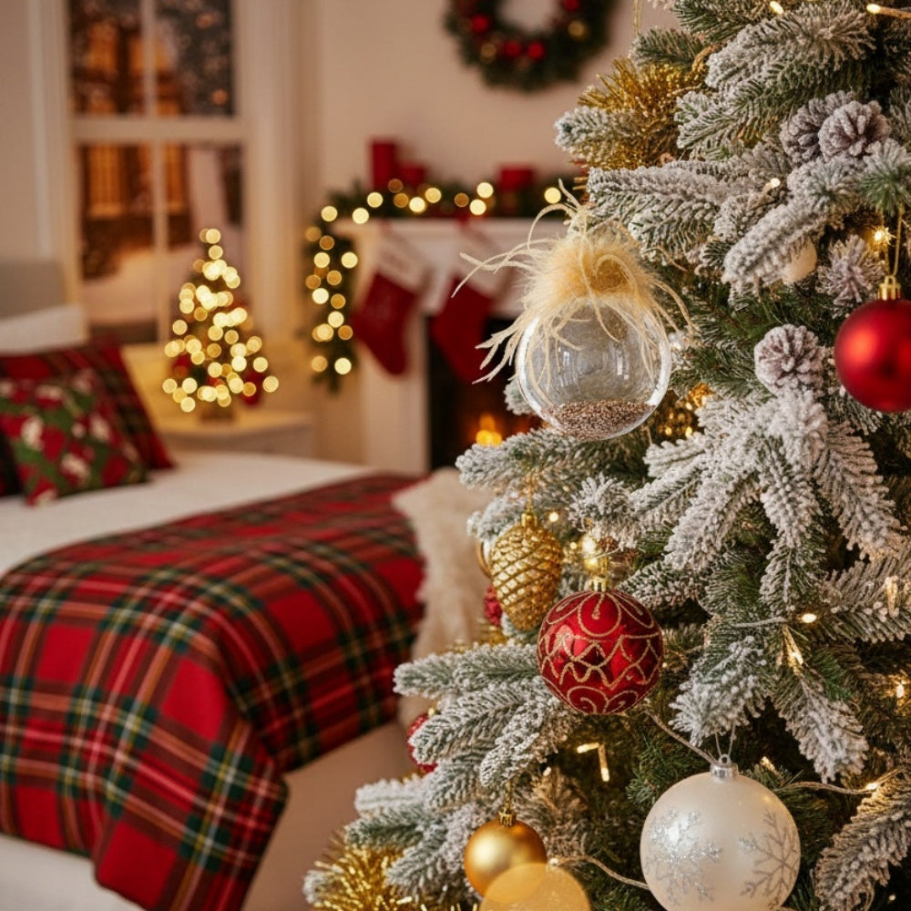 4PCS Set 4.7in Christmas Glass Ball Ornaments For Wall Hanging Tree Holiday Home Decorations