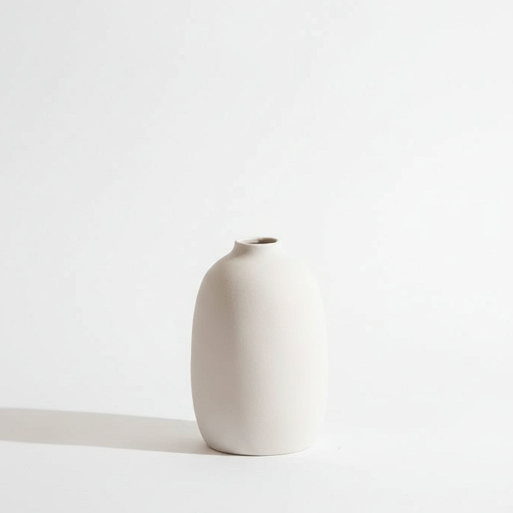 White Nordic Minimalist Ceramic Vase