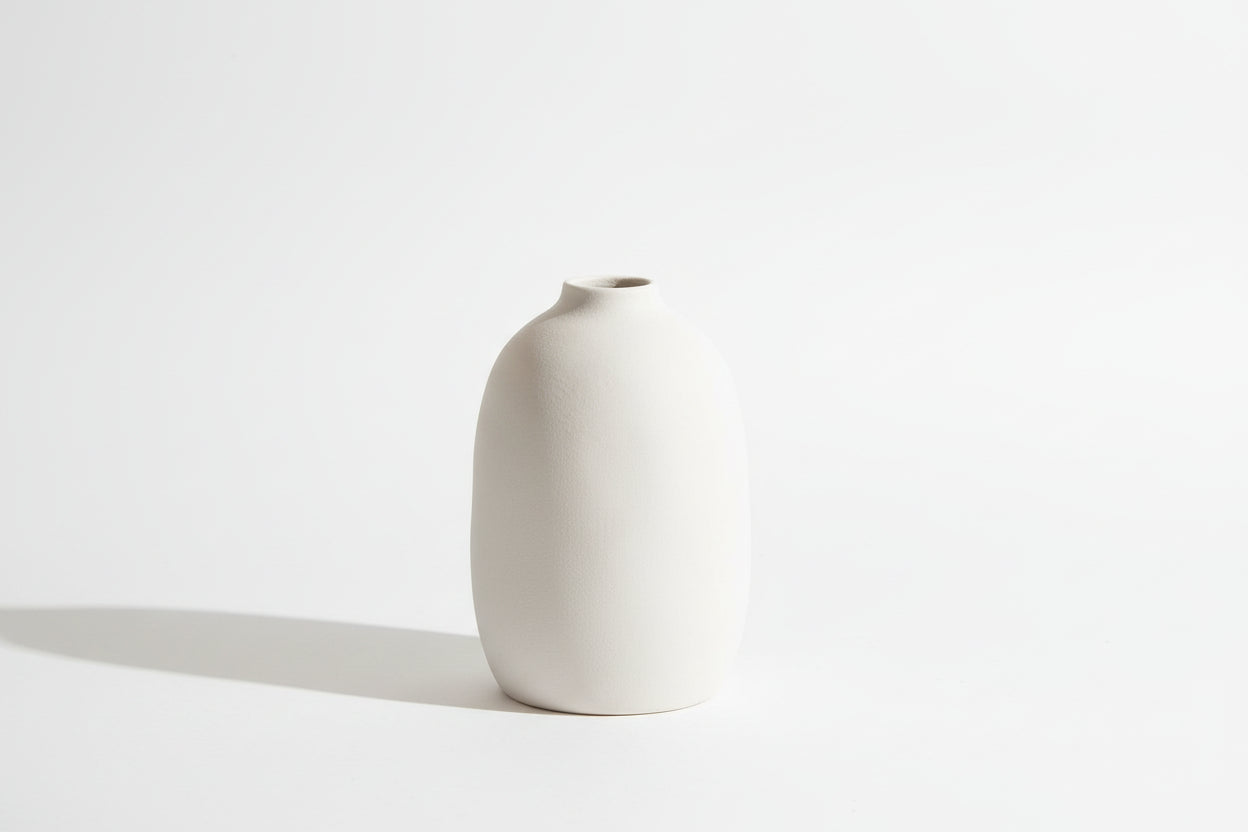 White Nordic Minimalist Ceramic Vase