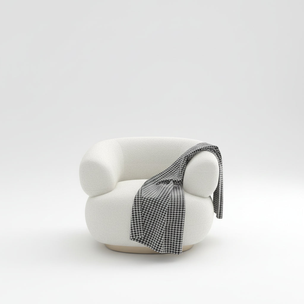 Lamb Wool Living Room Sofa| Luxe Off-White