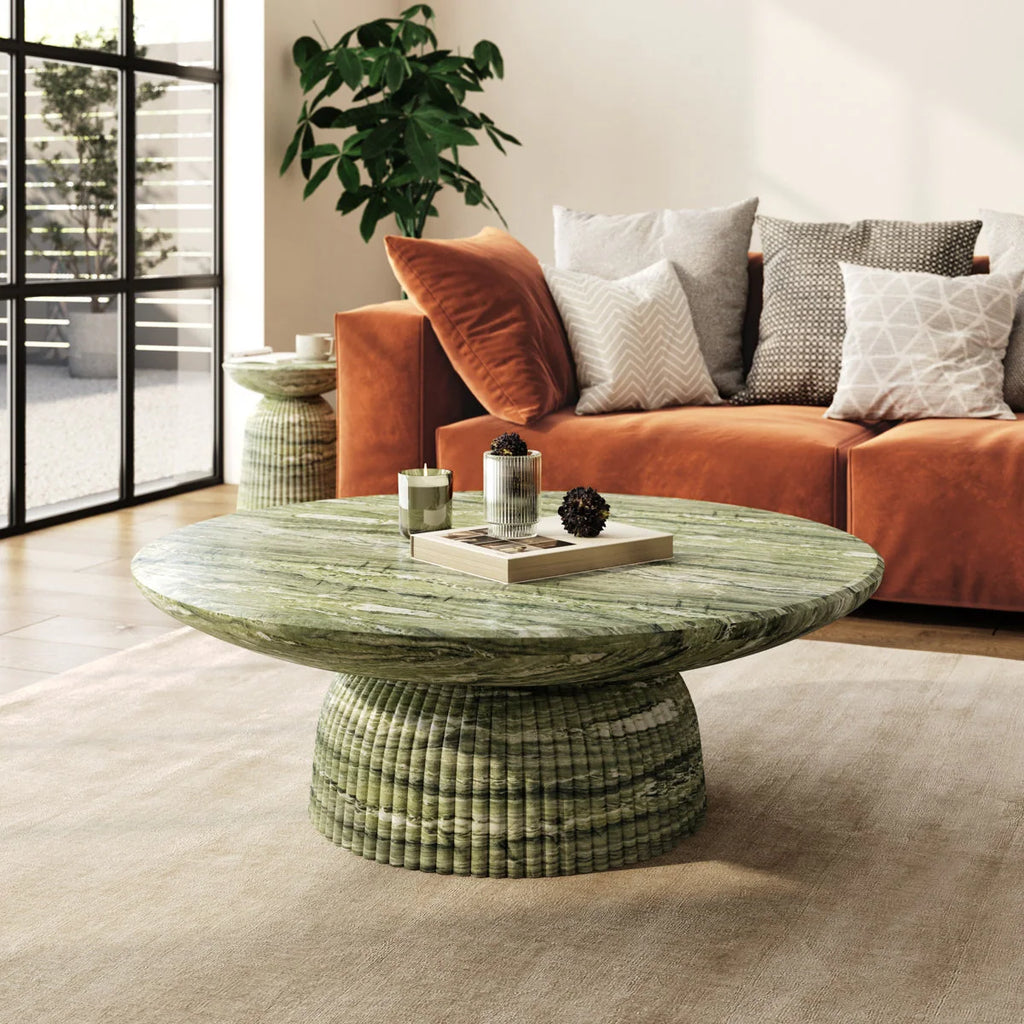 Maddox Single round Coffee Table Stone Marble Effect