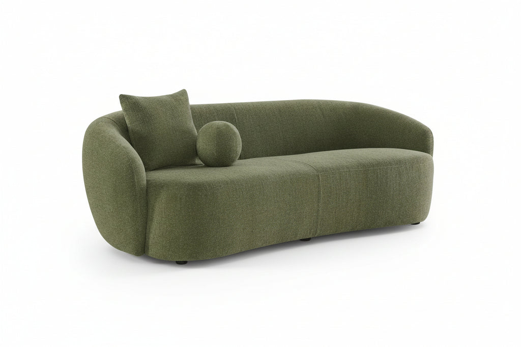 Heidemaria 89'' Boucle Upholstered Curved Sofa