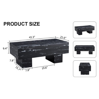 The Black Coffee Table Has Patterns. Modern Rectangular Table, Suitable For Living Rooms And Apartments. 43.3X21.6X17.2