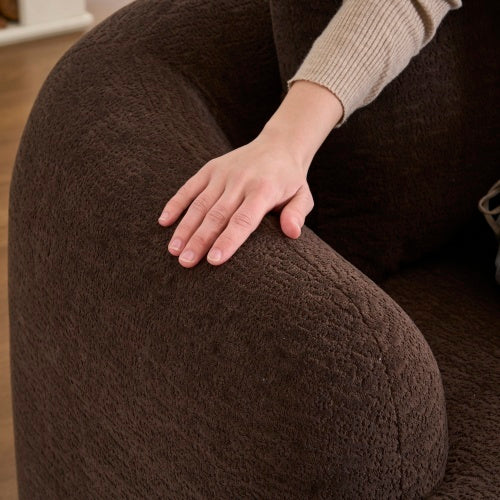 Full-Compression Chenille L-Shape Sectional Sofa – Brown Modular Chaise, 30D High-Density, 900 lbs Capacity