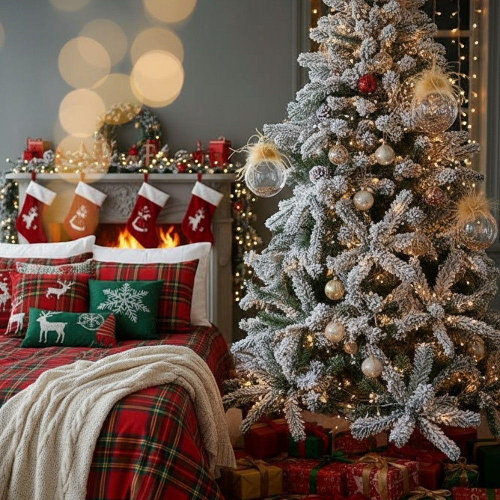 4PCS Set 4.7in Christmas Glass Ball Ornaments For Wall Hanging Tree Holiday Home Decorations