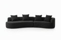 Haven 126.25 In. Modern Boucle Fabric Upholstered 5-Seater Sectional Sofa In. Black with Pillows, Full Foam