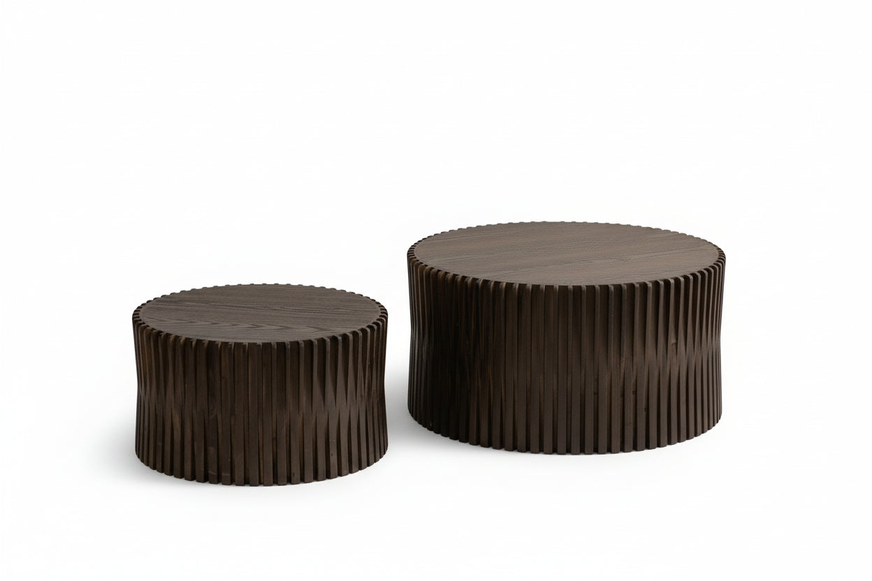 Vintage Dark Brown Cylindrical Nesting Coffee