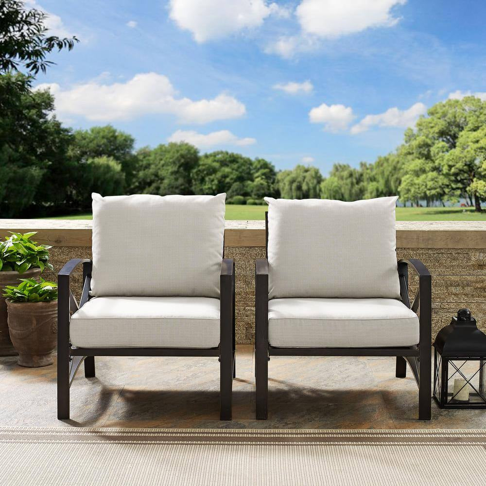 Kaplan 2-Piece Metal Patio Outdoor Seating Set with Oatmeal Cushion - 2-Outdoor Chairs
