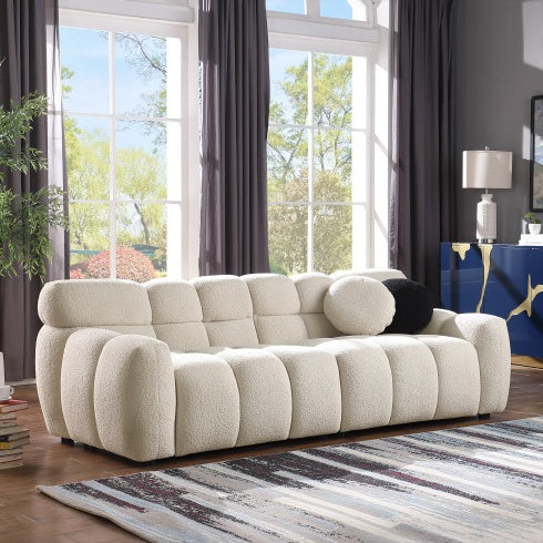 Marshmallow Bouclé Sofa 3-Seater – 87.4" Black Deep-Fit Design