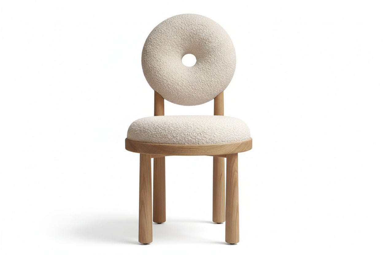 Berber Fleece Nordic Armchair-  Soft Bouclé Dining, Desk & Vanity Chair