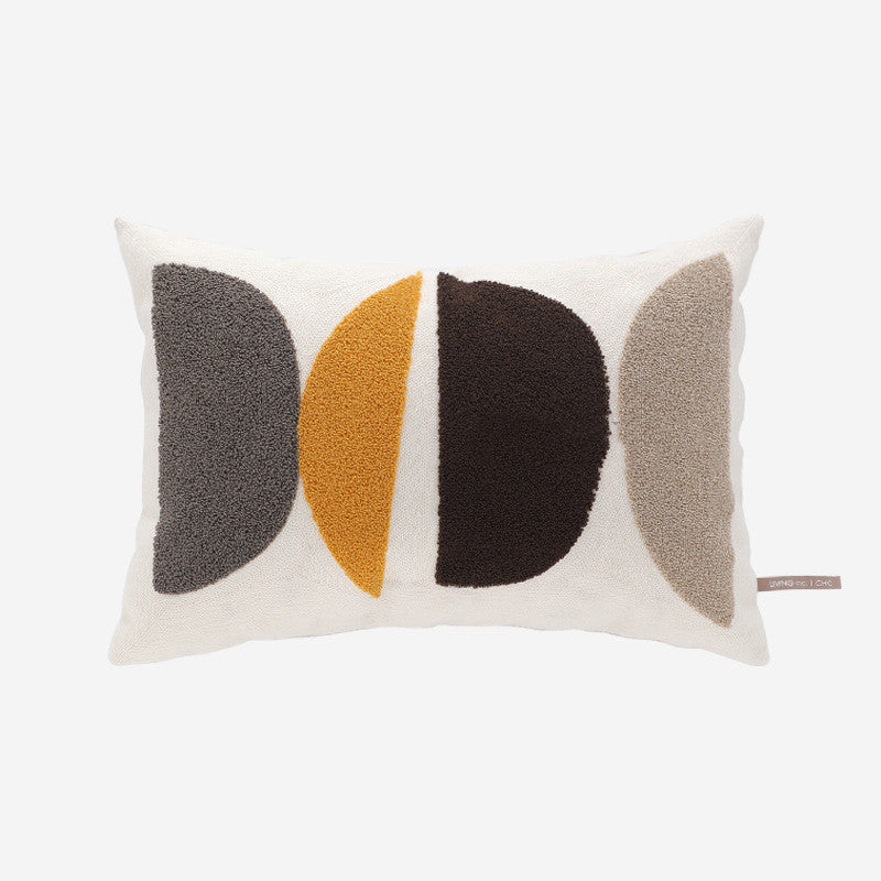 Geometric Color Block Art Embroidery Modern Minimalist Sofa Living Room Pillow