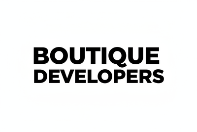 generate a logo written Boutique Developers in very big and bold letters. Place the Boutique on top of Developers. Do not use any colours or symbols